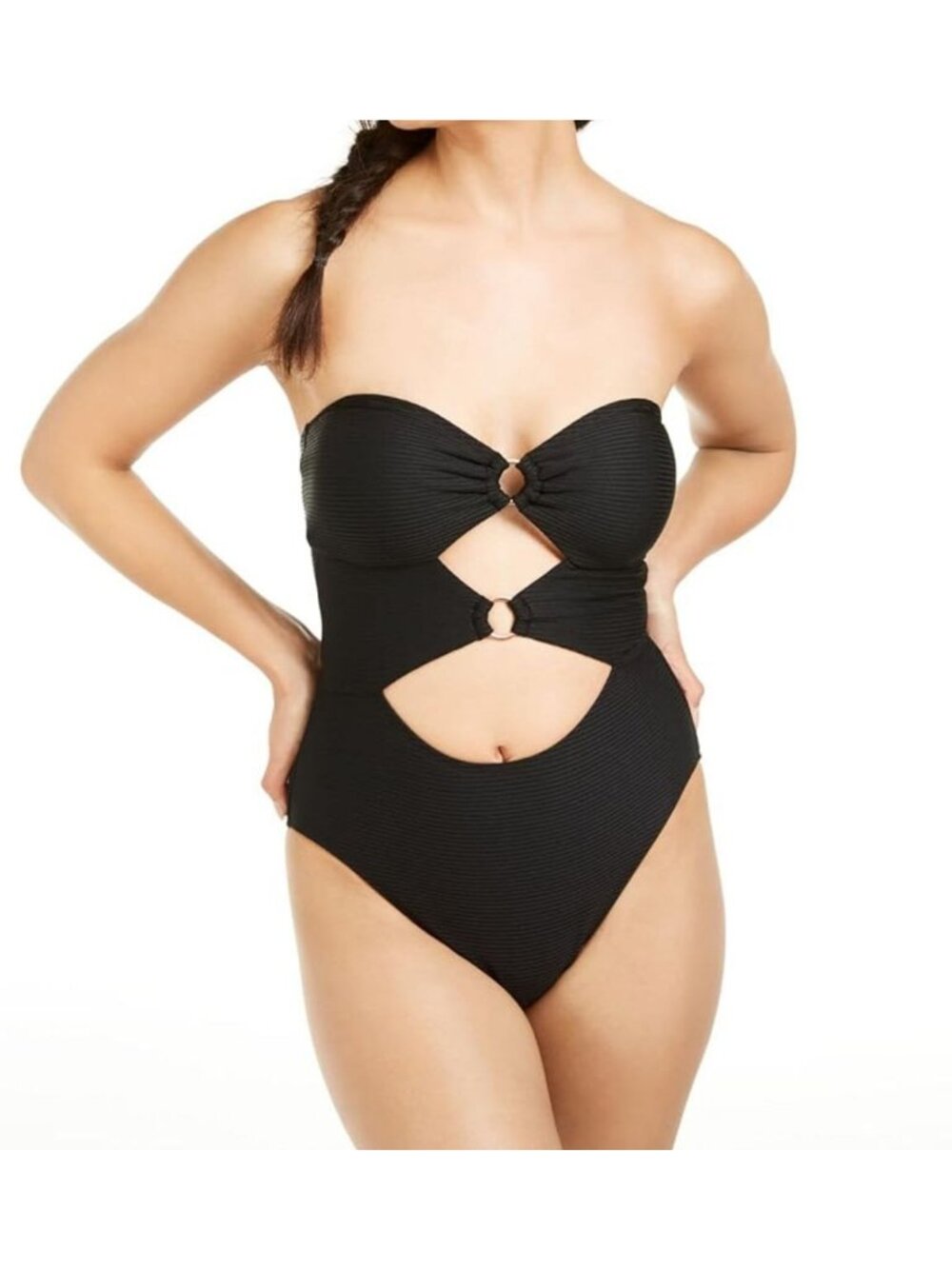 Hula Honey Ribbed One Piece Swimsuit Juniors' Size Small in Black New With Tags!